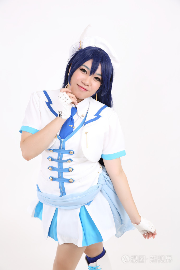 跳舞女孩在白色背景中孤立的肖像 Cosplay