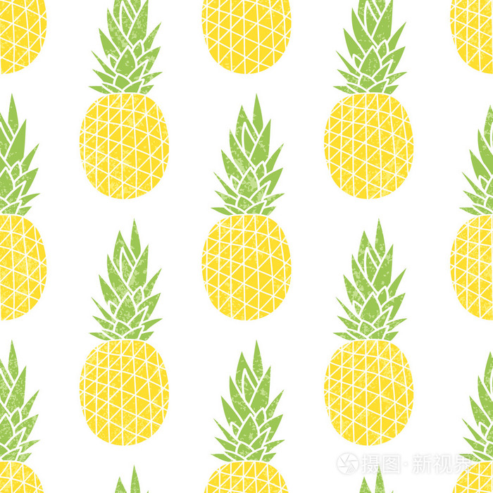 在白色背景上的卡通菠萝.简单的矢量背景