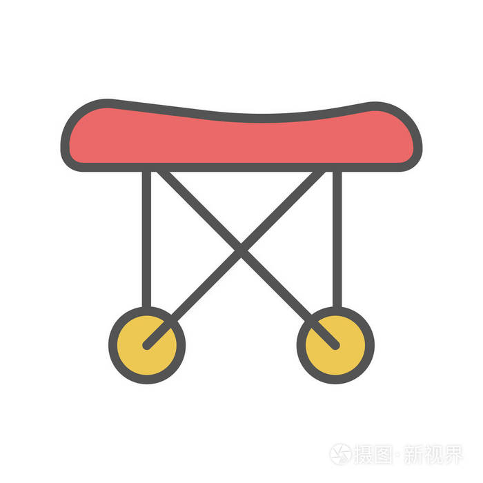 医用担架颜色图标白色背景上的孤立的矢量图