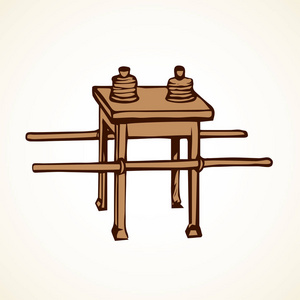 陈设饼的桌子.矢量绘图照片