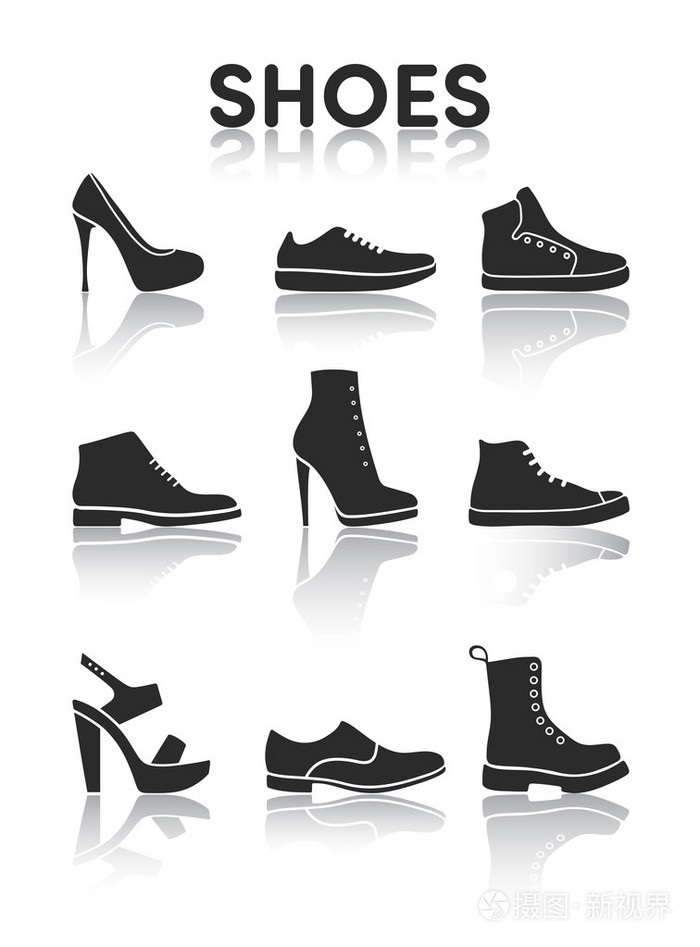 鞋子图标黑色和白色