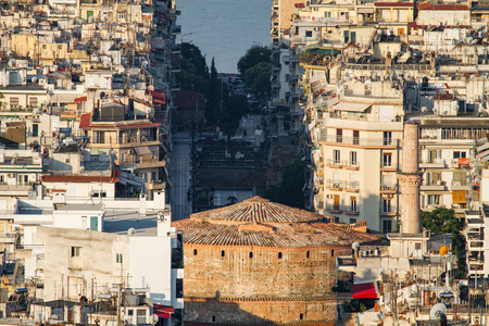 Rotonta，希腊萨洛尼卡市全景鸟瞰的眼睛