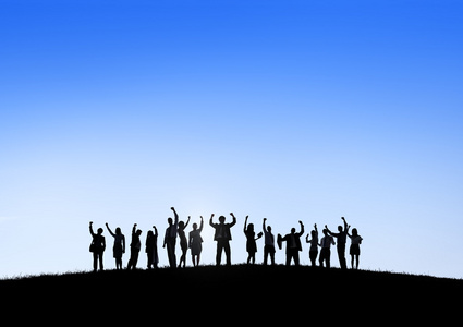 一群人剪影图片