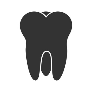 牙齿的图标。剪影的符号。负空间。孤立的矢量图