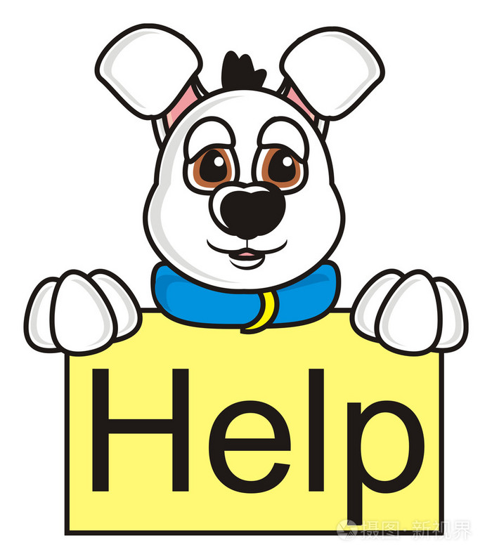 伤心的白狗与标志帮助