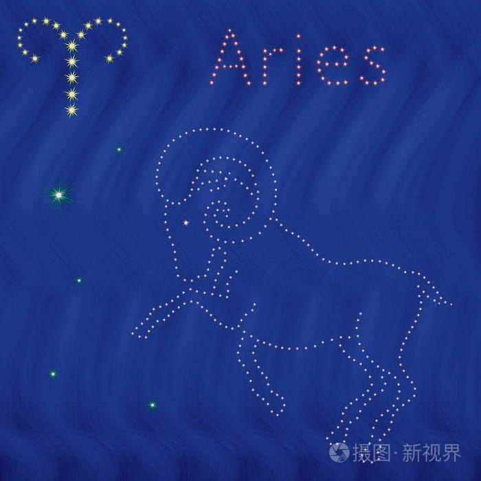 星座白羊座轮廓在满天星斗的天空上