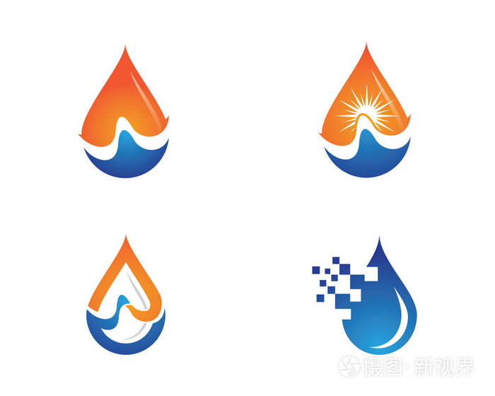 水滴 Logo 模板矢量插图设计