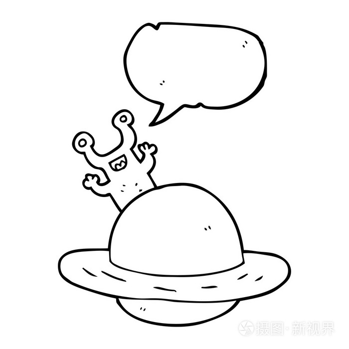 演讲泡沫卡通外星人的星球插画-正版商用图片0e4zrh-摄图新视界