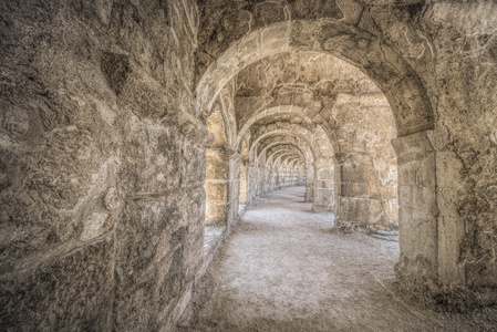 老圆形剧场 aspendos，土耳其安塔利亚考古背景