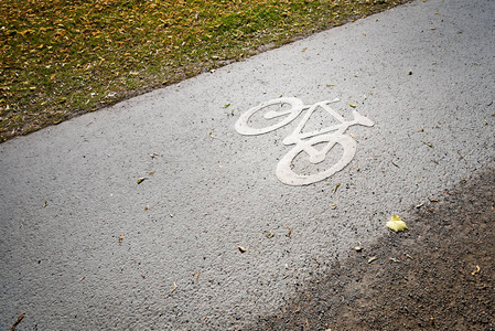 在地面上自行车车道标志