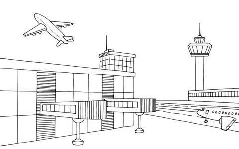 机场航站楼简笔画图片