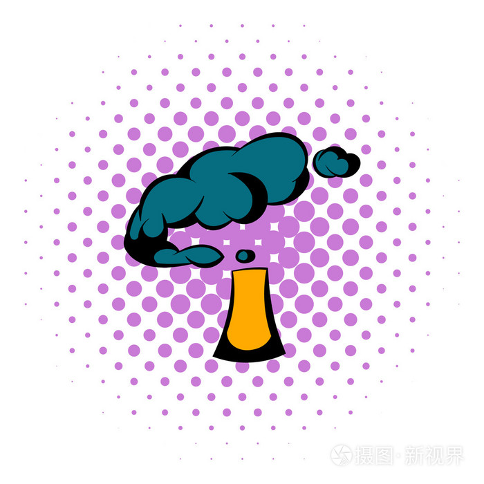 工业烟雾从烟囱图标,漫画风格