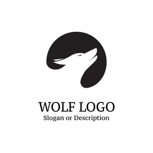 狼 logo 在黑色圆圈为公司-孤立矢量图照片