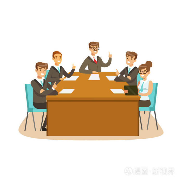 商业伙伴讨论和投票在办公室会议矢量图