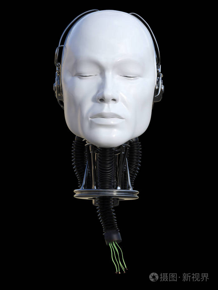 3d 渲染的男性机器人头