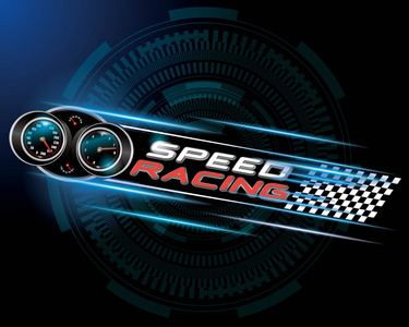 极速赛车与车速表概念向量图片