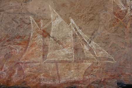 在赭 卡卡杜国家公园 北领地 澳洲原住民岩石艺术