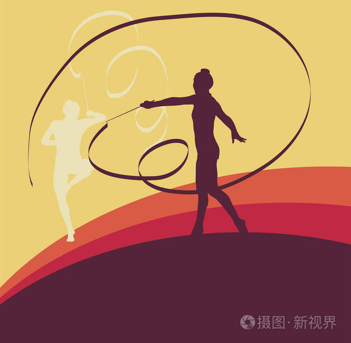 体操运动员丝带女舞蹈矢量插画-正版商用图片0e5m8x-摄图新视界