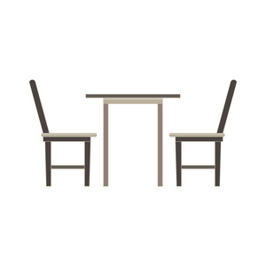 向量表椅子两个平面图标分离。餐厅家具