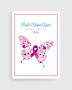 乳房癌认识粉红丝带图标蝴蝶