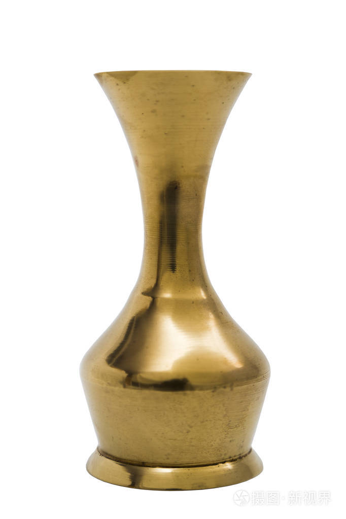 滑稽黄金刻东方金属花瓶在孤立的背景