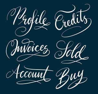 信贷和帐户的手写字体