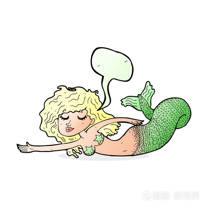 讲话泡泡卡通美人鱼