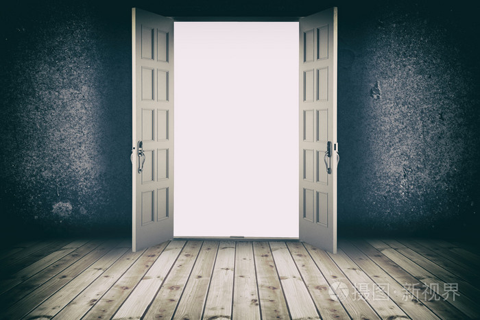 打开的门.抽象的室内背景