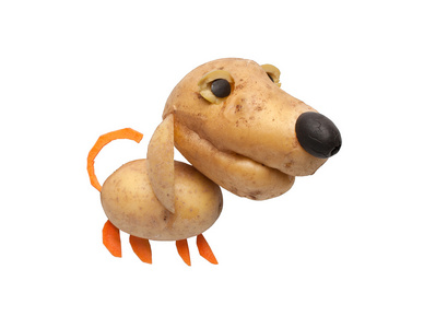 这只狗的土豆, 胡萝卜和橄榄照片