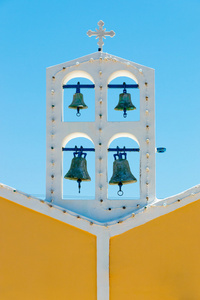希腊教堂的钟声，蓝色的天空