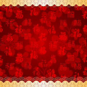 中国新的一年红无缝图案背景