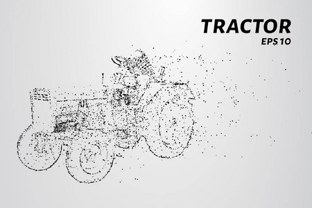 拖拉机的粒子。拖拉机由小圆圈和点组成。矢量图
