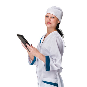 女医生或护士的平板电脑