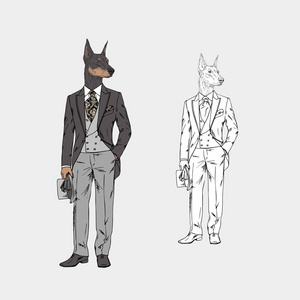 杜宾犬图片-杜宾犬素材-杜宾犬插画-摄图新视界