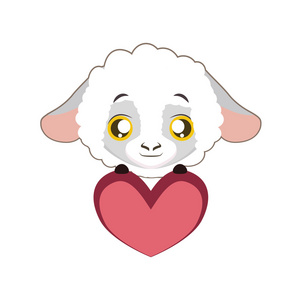 羊心可爱的羊,抱着一颗心照片