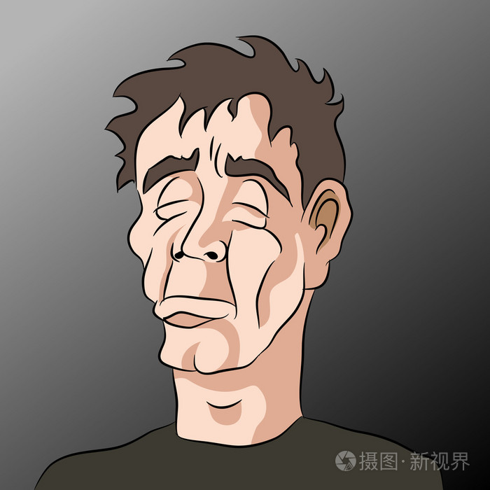 卡通伤心失落的人