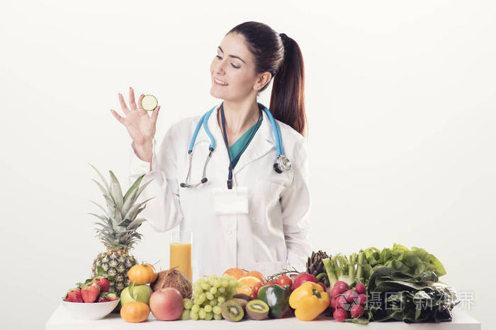 女性营养师在制服,听诊器照片-正版商用图片0e6jsj-摄图新视界