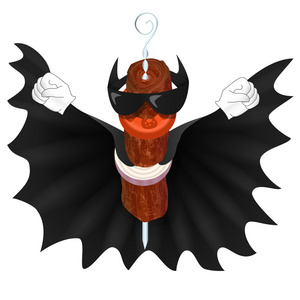 黑色的斗篷蝙蝠烤肉串人图片