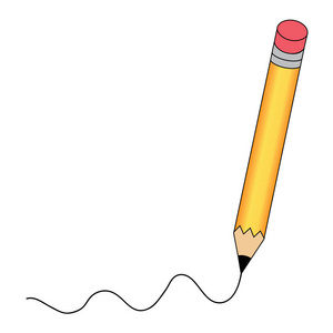 铅笔黄中带孤立的白色背景上的写作红线矢量图标。复制文本的空间。图 Eps10