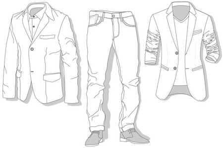 牛仔裤和夹克的插图矢量集