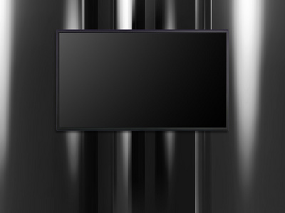 黑色的金属背景的空白宽屏幕电视