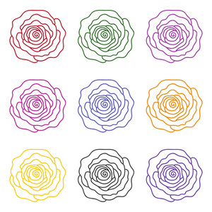 组的不同颜色的玫瑰