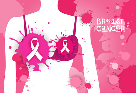 乳房癌意识月粉红丝带符号