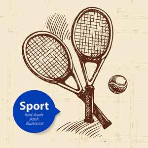 素描网球拍照片