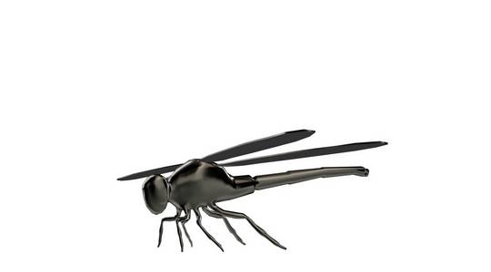 3d 渲染的反光蜻蜓昆虫飞行在空中