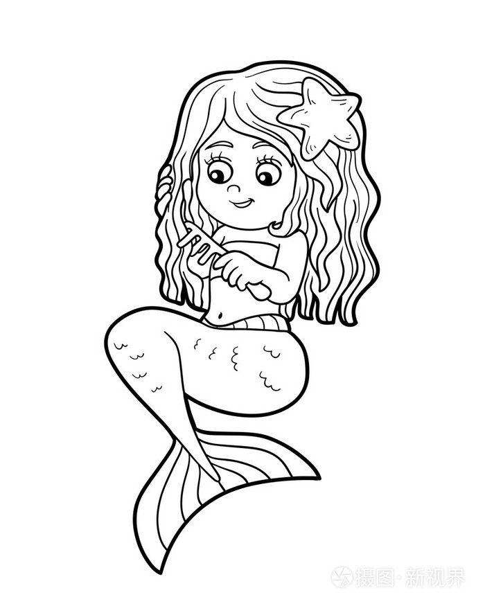 儿童着色书小美人鱼