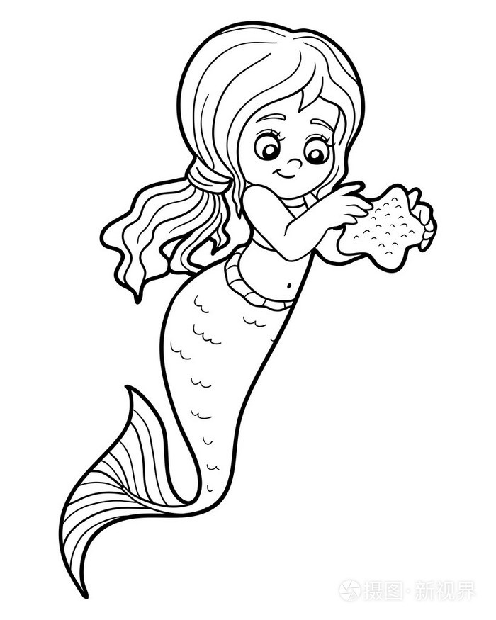 儿童着色书(小美人鱼)插画-正版商用图片0e76oh-摄图新视界