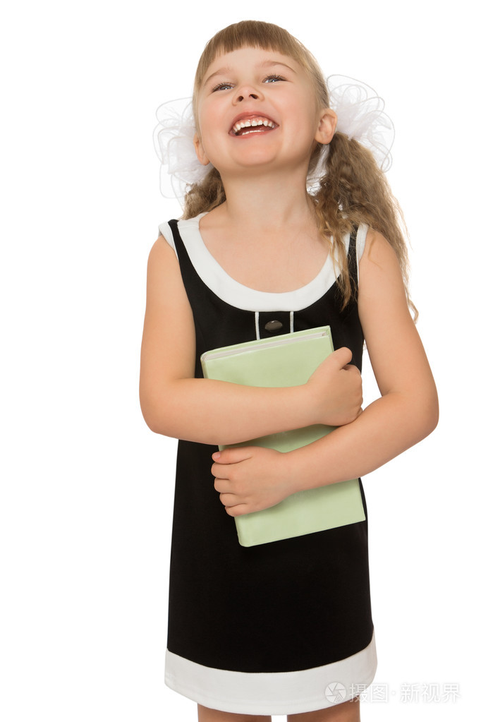 快乐的小孩,拿着一本书