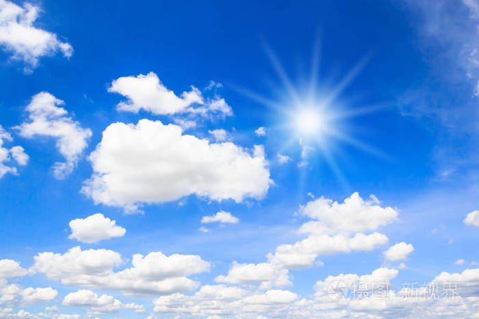 太阳与蓝色天空自然背景