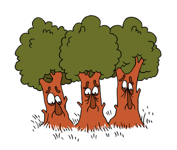卡通不开心树悲伤的三棵树照片